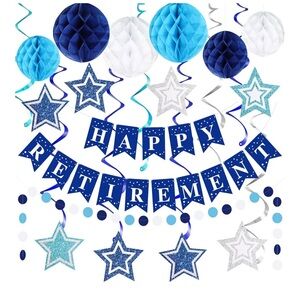 Blue and White Retirement Party Decoration Set